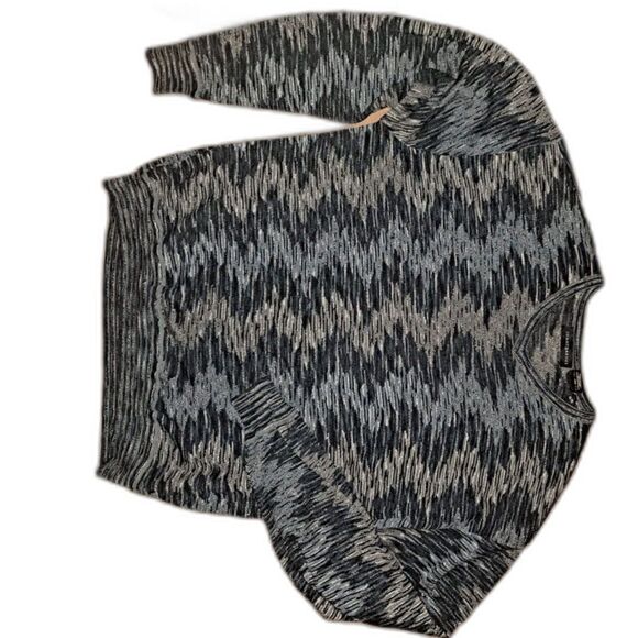 Jhane Barnes Sweater 100% Silk Mens Multicolor Pullover V neck XL Blk-Blue-Slate - Picture 4 of 7